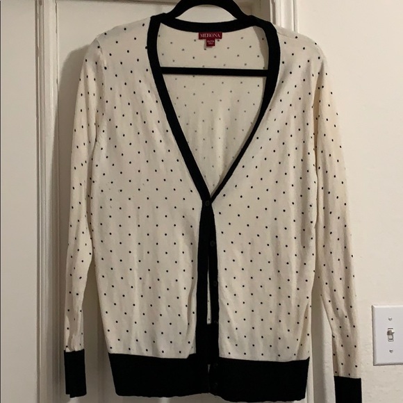 Merona Sweaters - Black and Cream polkadot cardigan XXL